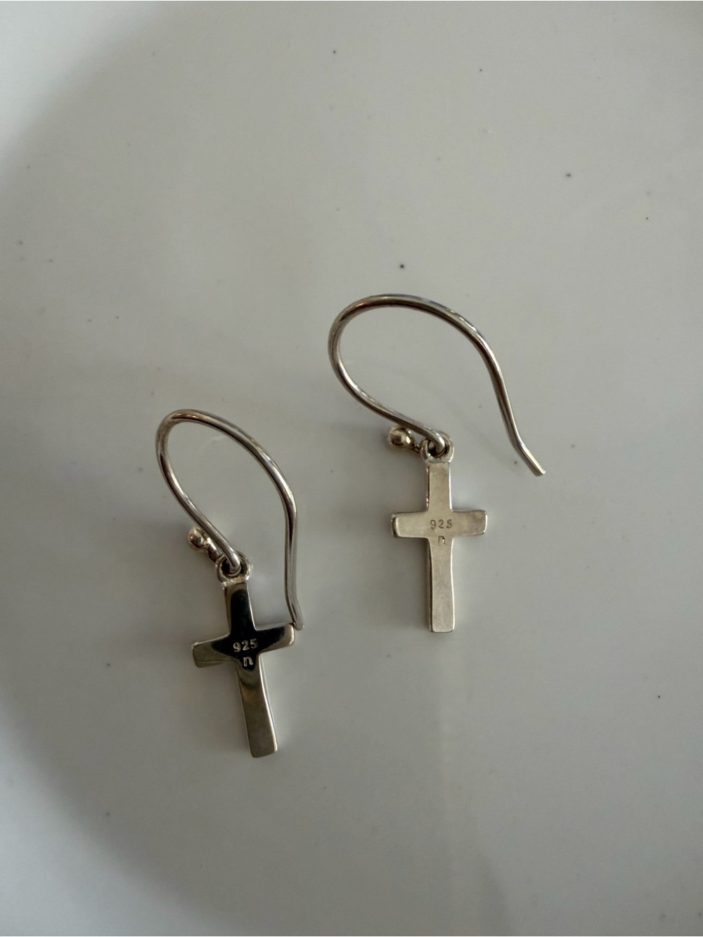 Elegant Sterling Silver Cross Drop Earrings for Women - Picture 3 of 4